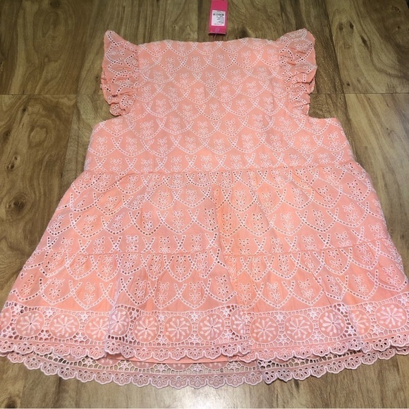 NWT $158 USD Lilly Pulitzer Keila Eyelet Top Peach Hyacinth Size 8 Floral Eyelet - Picture 9 of 10